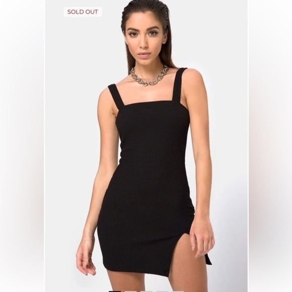 Motel Rocks Pendan Bodycon Dress In Rib Black Revolver size small - Picture 1 of 16